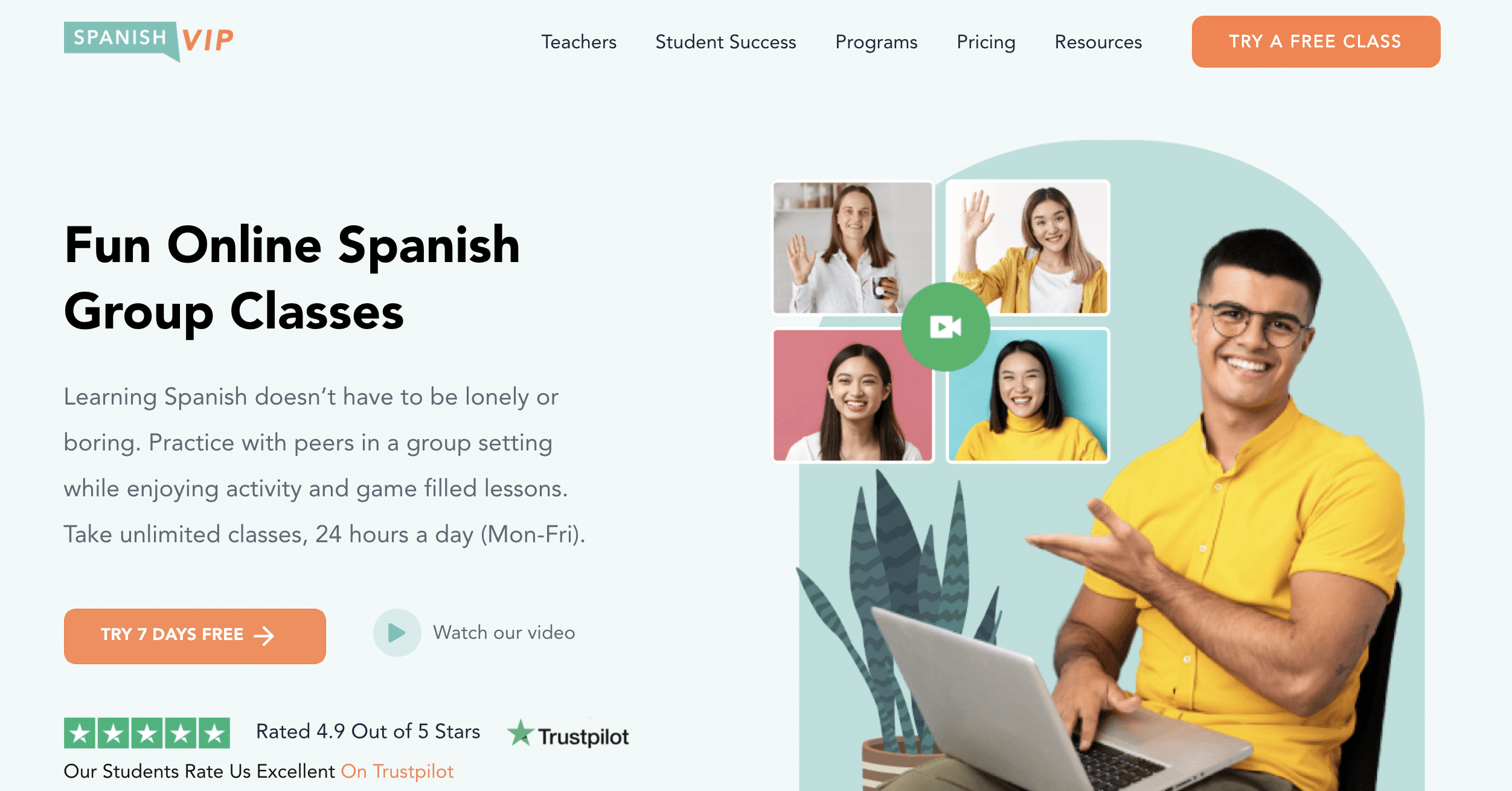 Spanish VIP online Spanish classes screenshot