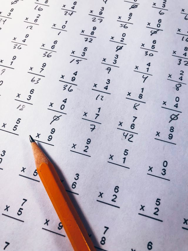 math quiz with pencil