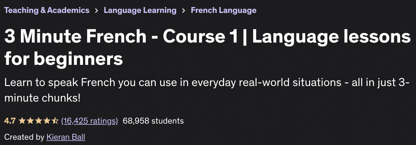 3 Minute French - Course 1 Udemy