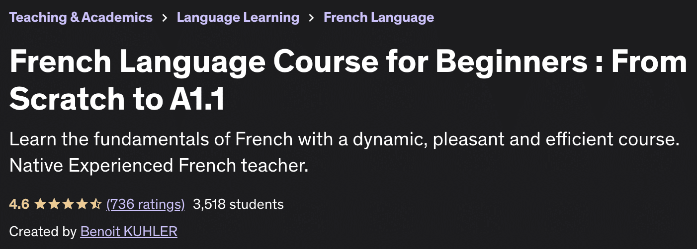 French Language Course for Beginners : From Scratch to A1.1 Udemy