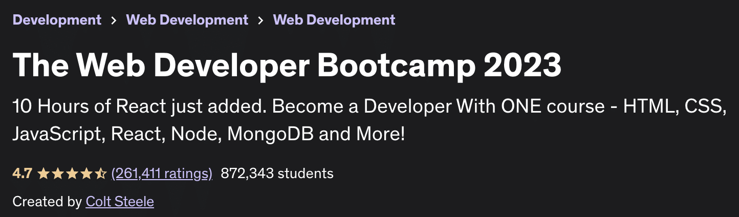 The Web Developer Bootcamp udemy