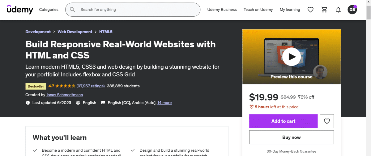Build Responsive Real World Websites with HTML5 and CSS3 course on Udemy